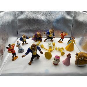 1990 Disney Beauty and the Beast Miniature Figurines Cogsworth Mrs Potts Beast